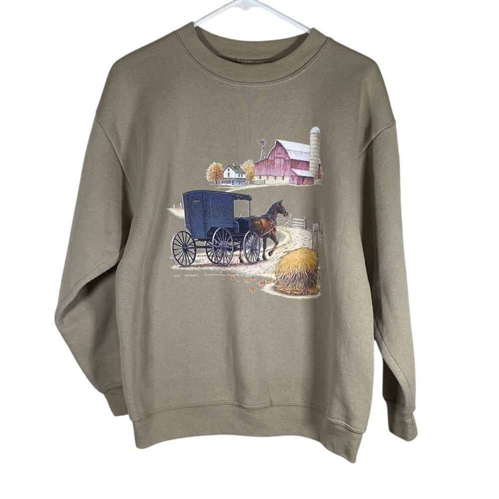 Vintage farmhouse cottagecore western crewneck sweatshirt size large unisex